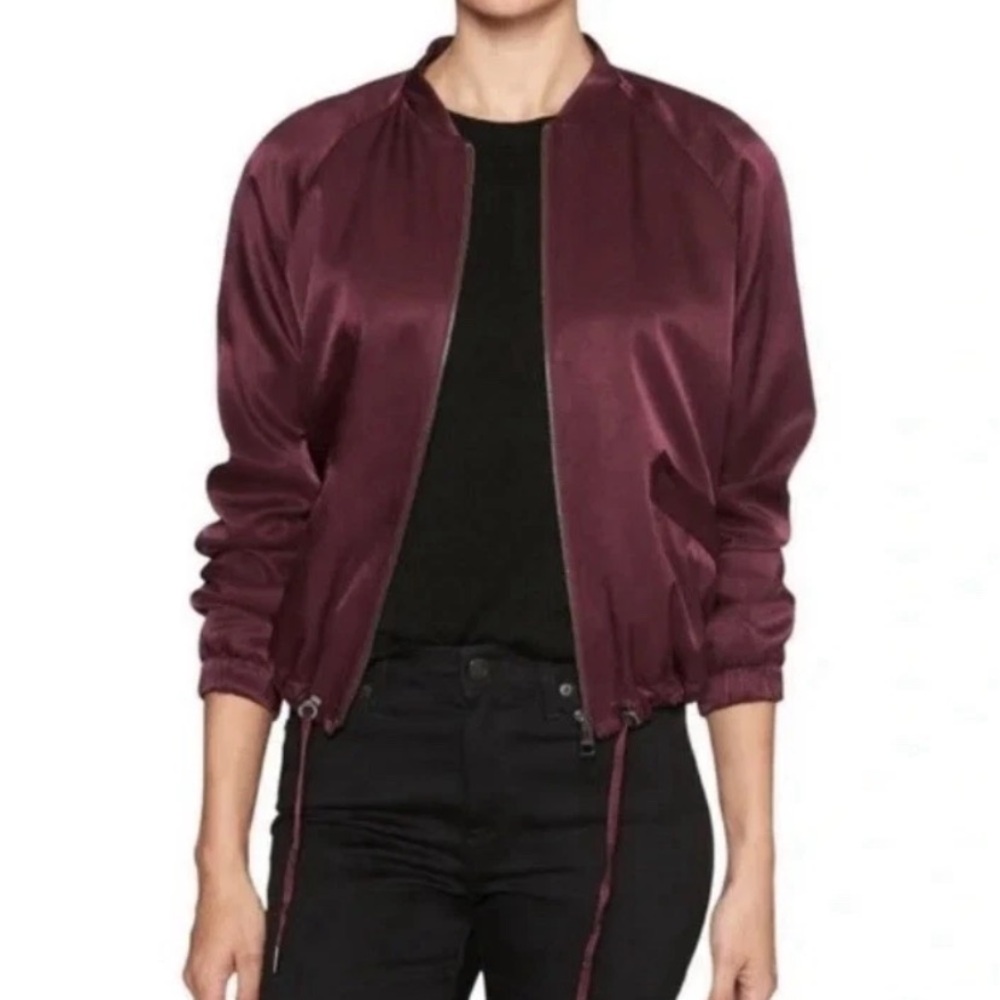 Banana Republic Size XL Burgundy Bomber Lightweight Pocket Zip Jacket Brand New